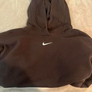 Nike Dark Brown Hoodie with White Swoosh